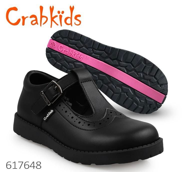 Crabkids Children's T-Strap School Shoes. Built tough for daily school activities, ensuring your child stays comfortable and smart all day long.
