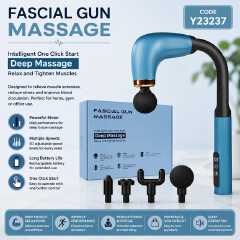Fascial Gun Massage, Intelligent One Click Start Deep Tissue Fascial Massage Gun - Extended Handle Percussion Massager