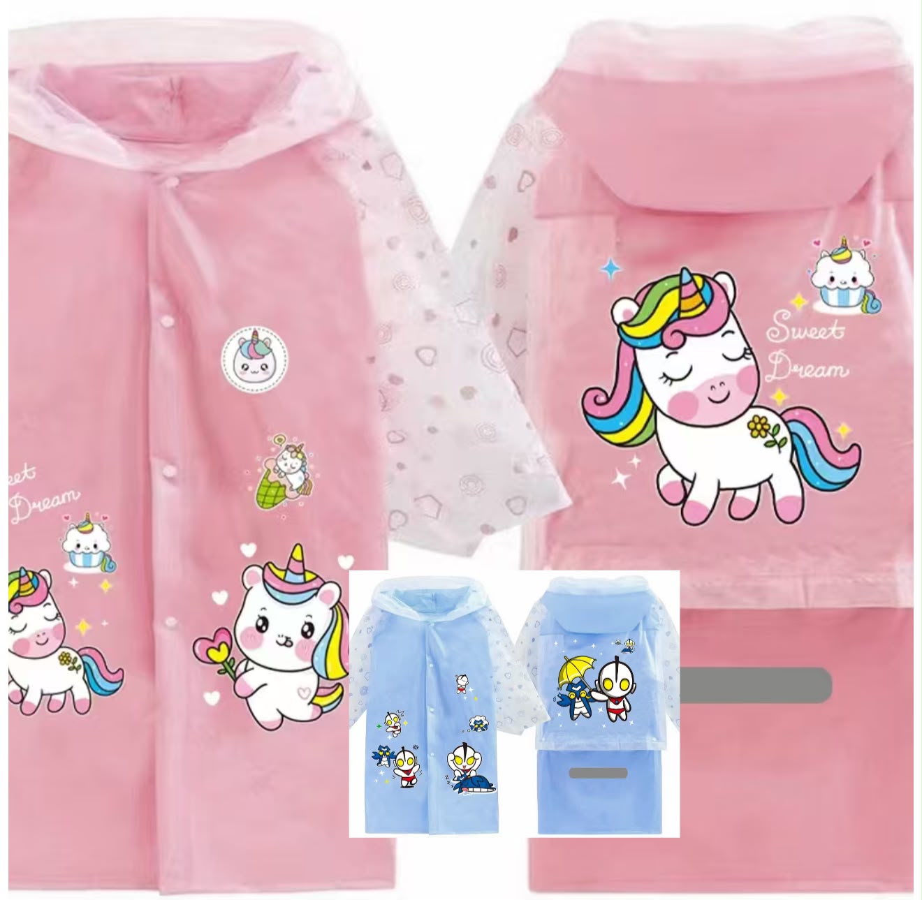 🦸 ULTRAMAN KIDS WATERPROOF RAINCOAT WITH EXPANDABLE SCHOOL BAG BACKPACK SPACE ✨🌧️