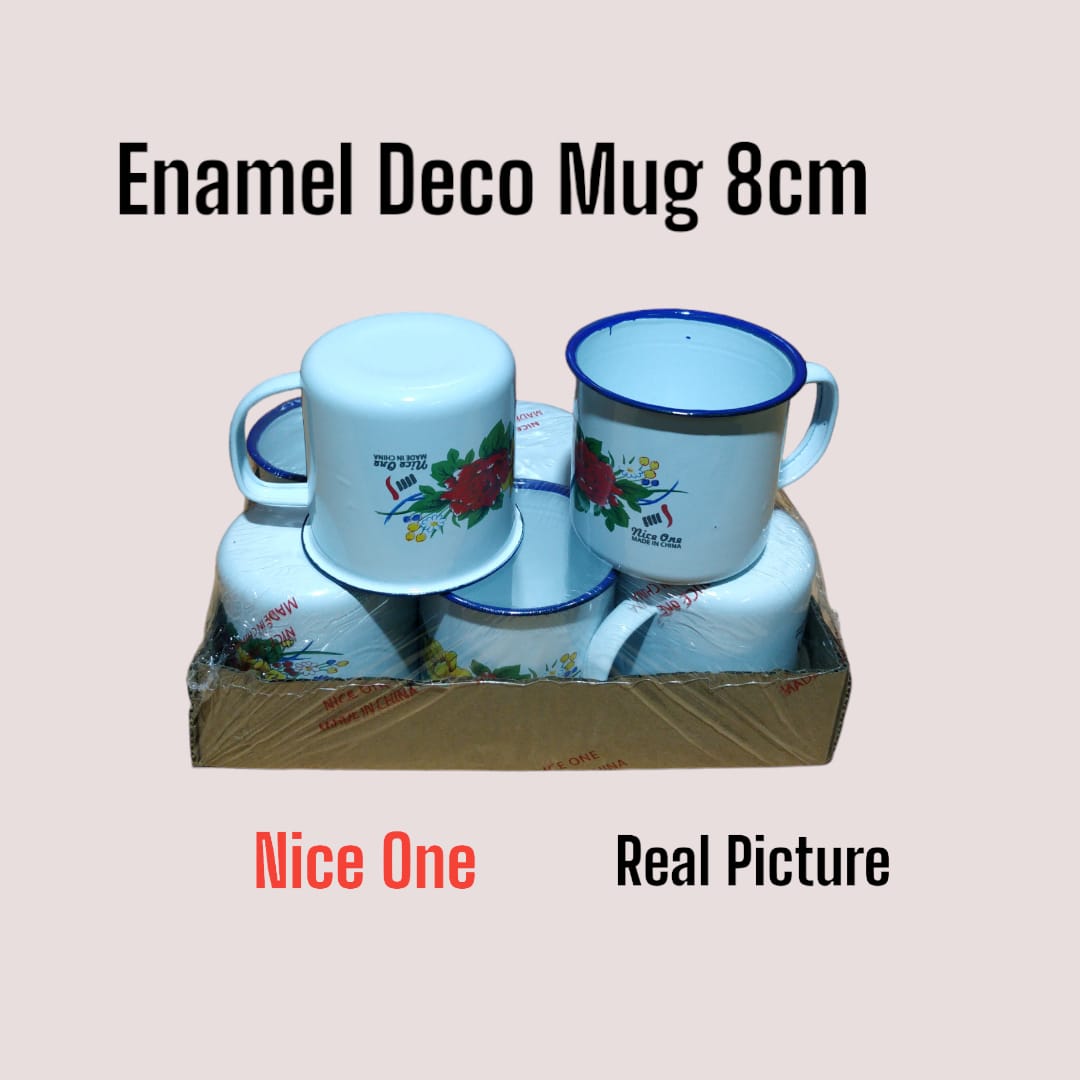 Set of 6pcs Nice One Enamel Deco Mug 8cm – Vintage Floral Enamelware Tea & Coffee Mug Set