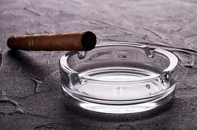Crystal Clear Glass Ashtray - Smoke Collectible for Cigarettes and Cigars, Home, Car, or Office Use, Tabletop Ashtray, Indoor and Outdoor, Desktop Smoking Accessory