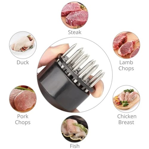 2 in 1 Meat Tenderizer Tool, 21 Stainless Steel Meat Tenderizer Needle, Meat Poker Tool for Tenderizing and BBQ, Nyama choma,goat meat or Steak meat. Meat Tenderizer for Steak, Pork Chop, Meat Hammer