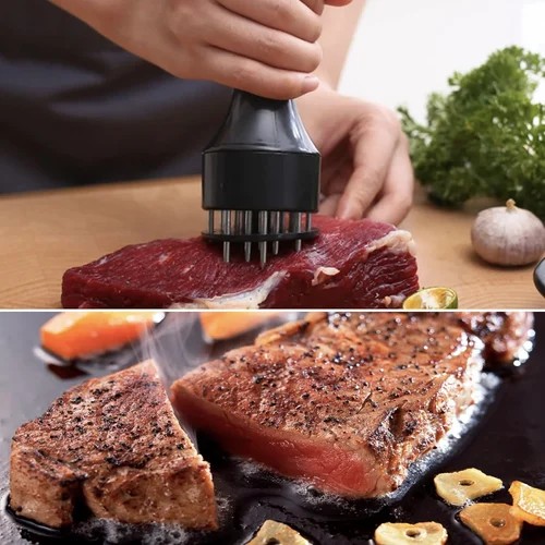 2 in 1 Meat Tenderizer Tool, 21 Stainless Steel Meat Tenderizer Needle, Meat Poker Tool for Tenderizing and BBQ, Nyama choma,goat meat or Steak meat. Meat Tenderizer for Steak, Pork Chop, Meat Hammer