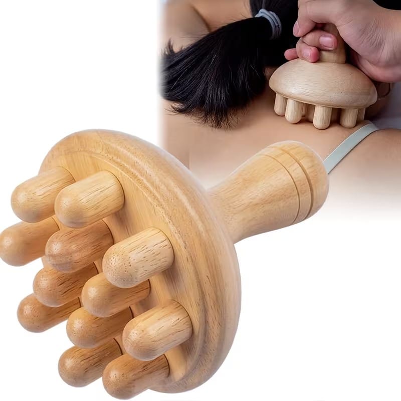 Wooden Therapy Massage Tools Wooden Mushroom Massager Fascial Massager Roller for Full Body Muscle Pain Relief, Body Sculpting Tool, Lymphatic Drainage, Cellulite Reduction Massager & Body Contouring