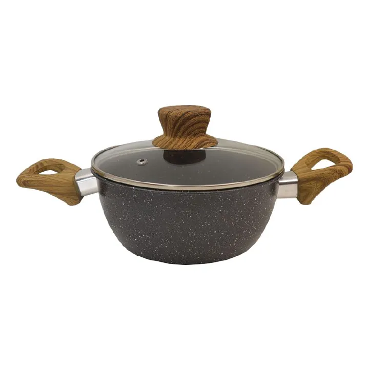 Top Quality Set of 6PCS Non-stick Iron Marble Coating Cookware Set Sufuria Set Cooking Pot Soup Pots Set Suitable for Induction Cookers (3PCS 18/20/22CM Pots+3PCS Lids