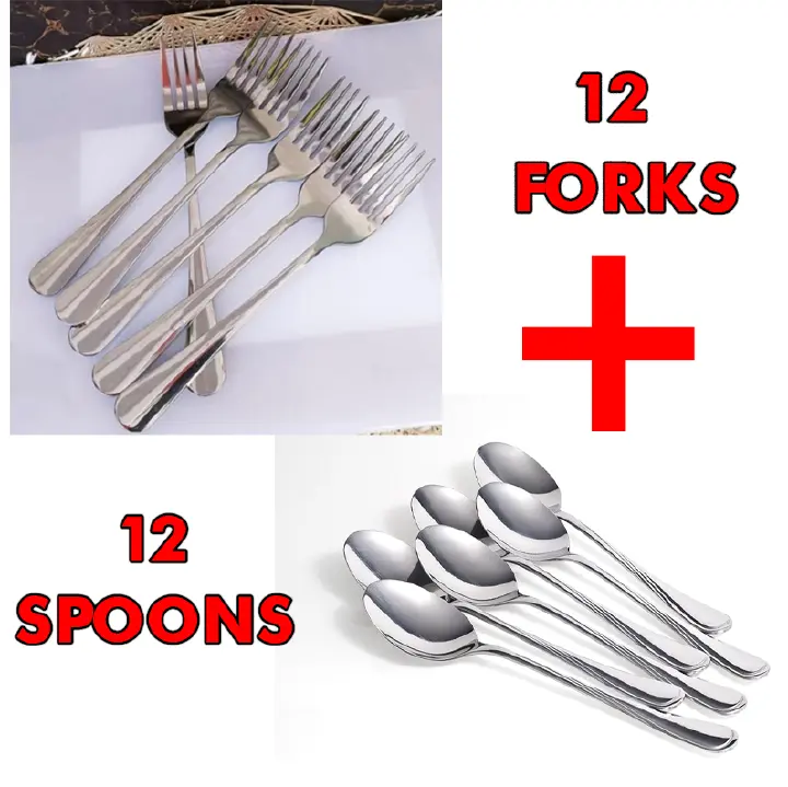 24pcs Pieces strong quality Stainless Steel Cutlery Set 12 Dinner Forks 12 Dinner Spoons  Now on OFFER Without organizer!