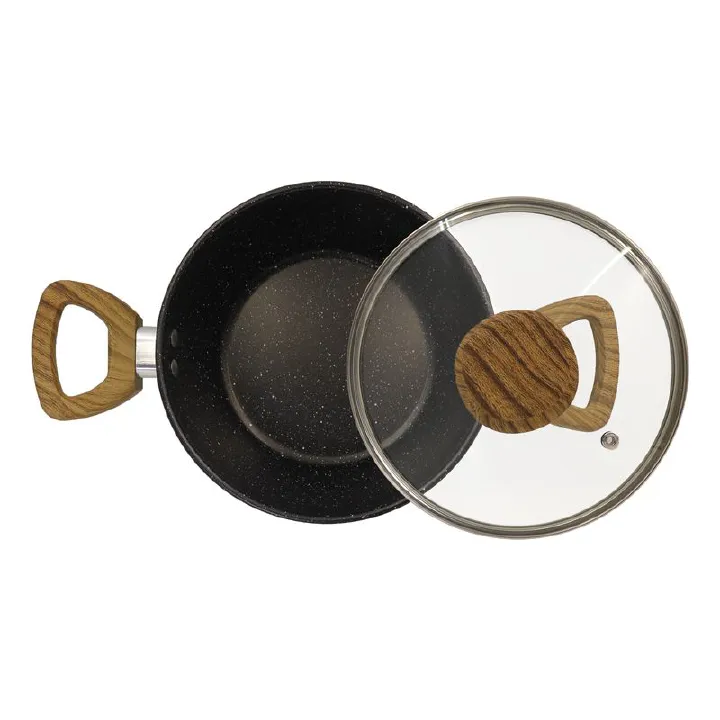 Top Quality Set of 6PCS Non-stick Iron Marble Coating Cookware Set Sufuria Set Cooking Pot Soup Pots Set Suitable for Induction Cookers (3PCS 18/20/22CM Pots+3PCS Lids