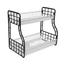 OFFER OFFER!! Kenpoly double decker dishrack [WITH FREE KITCHEN TOWEL] Two tier heavy plastic Dish Rack Utensil Organizer 2 Layers Kitchen Households
