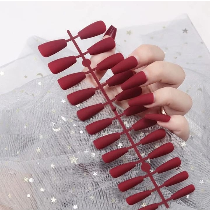 24 Pcs/Strip Medium Length Ballerina Nail Tips Long Ballet Fake Nails for Girls Rupees Stiletto Press on Nails Medium Length Ballet French Tip Press Nails Full Cover 24 Pcs/Strip Matte