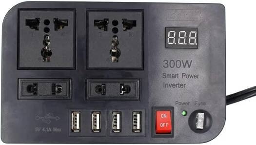 Portable Car Power Inverter Car Charging Adapter DC 12V To AC 220V 300W Converter 4USB Charger Outlet Socket Auto Accessories
