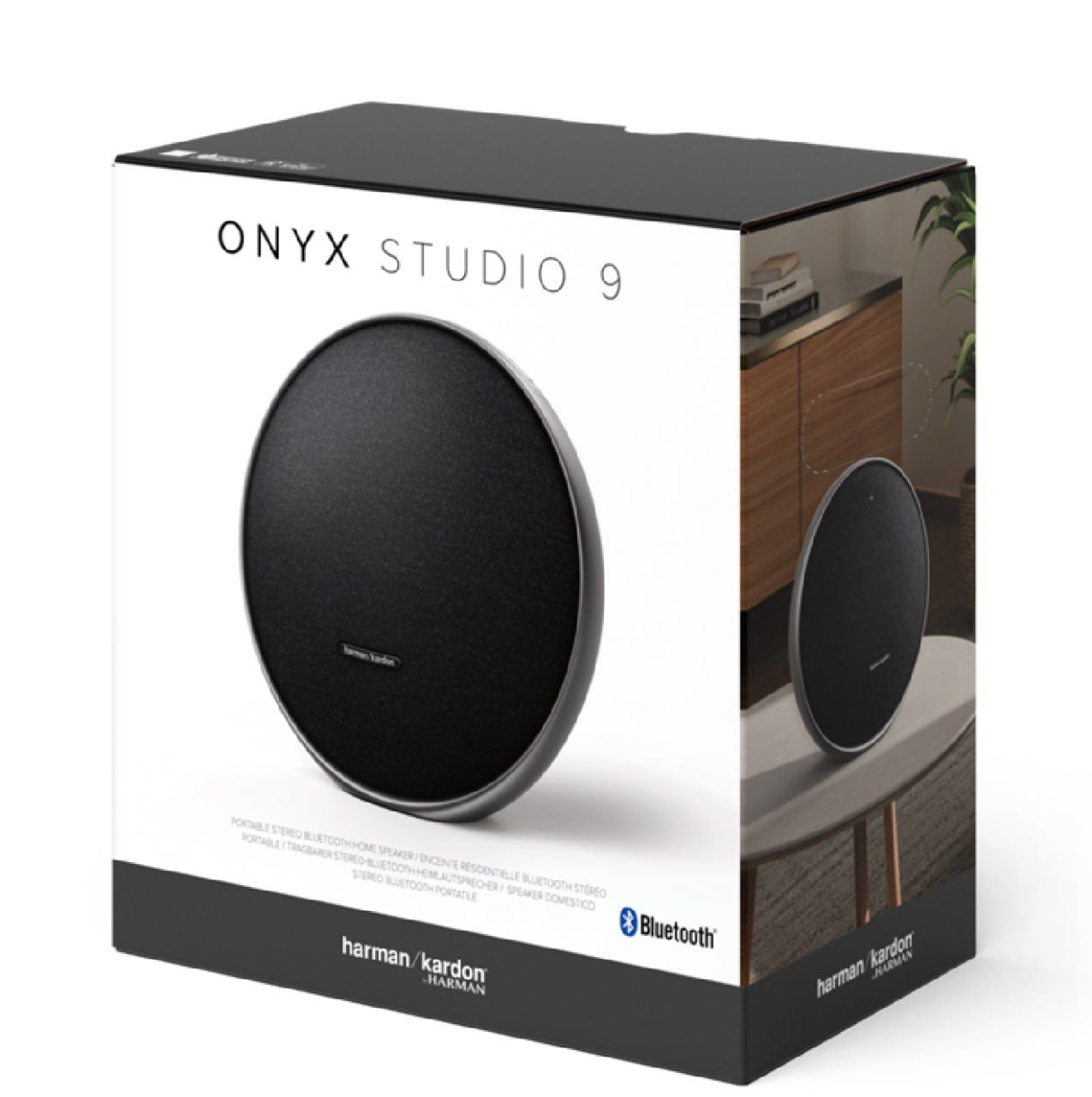 Harman Kardon Onyx Studio 9 Portable Stereo Bluetooth Home Speaker, Superior Sound, Wider Soundstage, Multi-Speaker Connection, Built-in Battery, Self-Tuning, Harman Kardon One App
