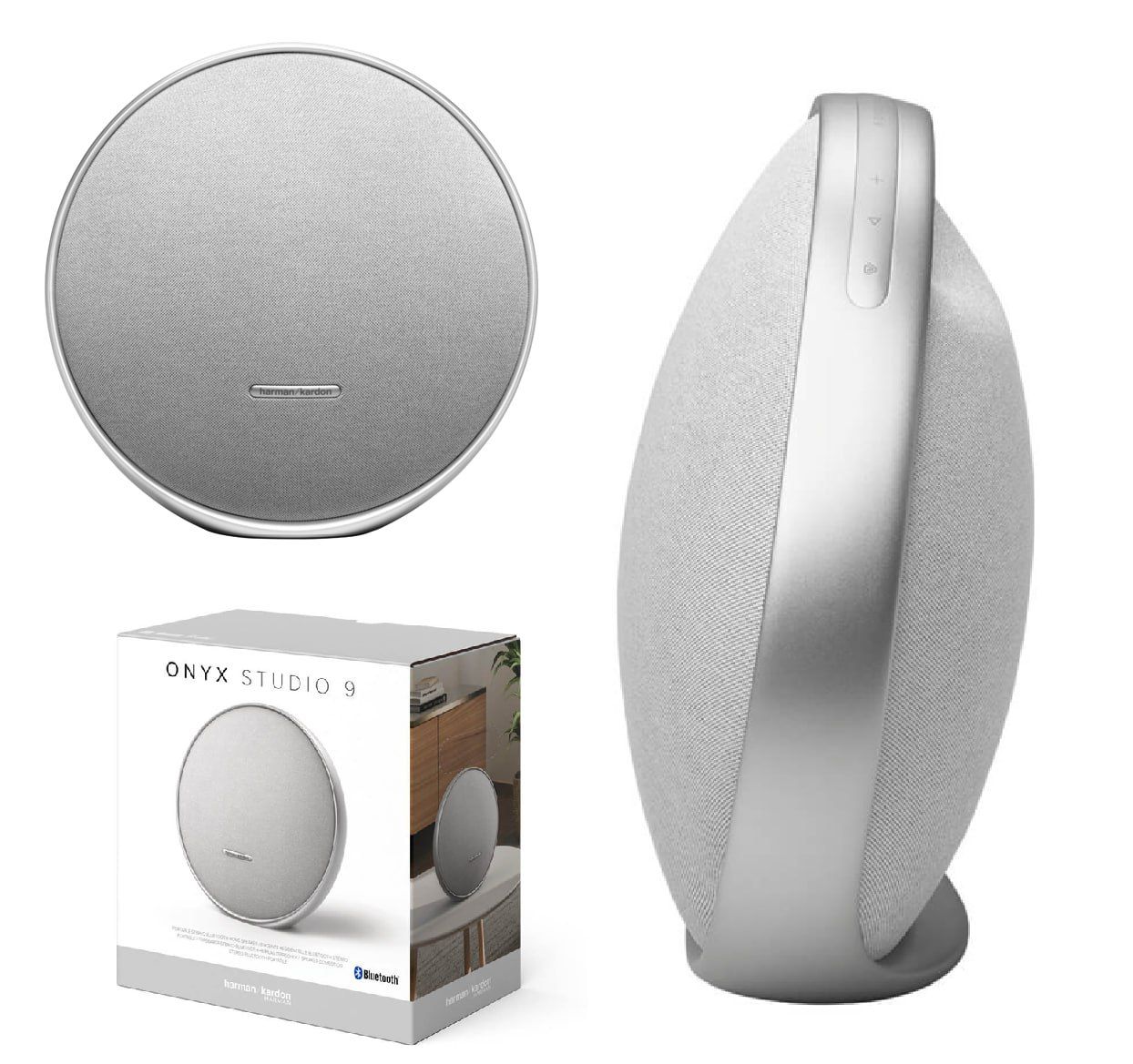 Harman Kardon Onyx Studio 9 Portable Stereo Bluetooth Home Speaker, Superior Sound, Wider Soundstage, Multi-Speaker Connection, Built-in Battery, Self-Tuning, Harman Kardon One App