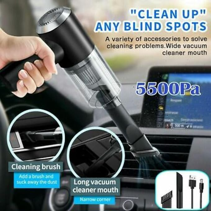 3 in 1 Car Vacuum Cleaner High Power Cordless Handheld Portable Mini Wireless Auto Vacuum Home & Car Dual Use