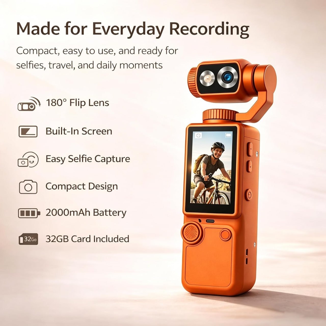 Top Selling 4K Handheld Outdoor Action Camera Q8 Ultra-High Definition Autofocus Conference Recording Portable Pocket Cameras
