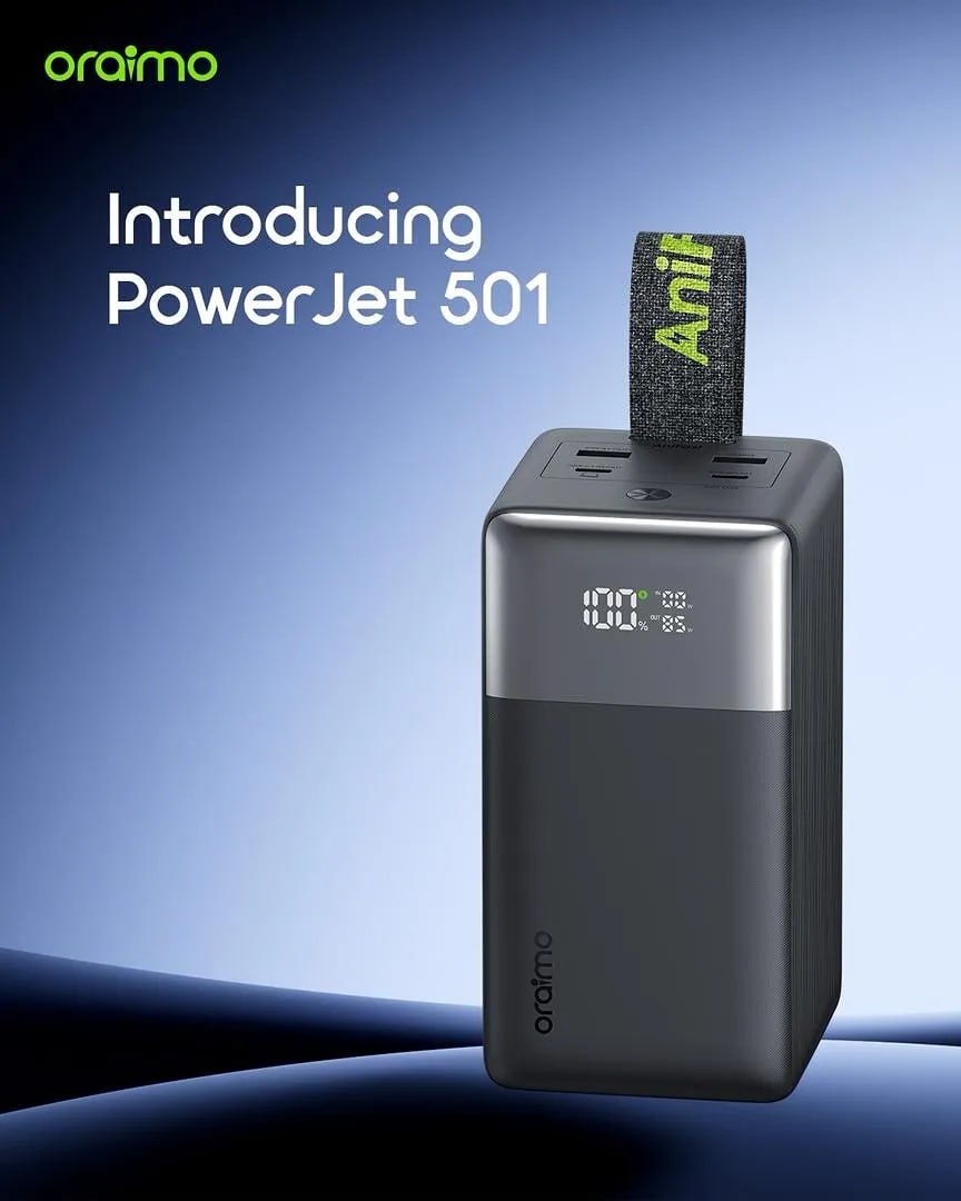 Oraimo Power Jet 501 50,000mAh 85W Fast Charging Power Bank, Black