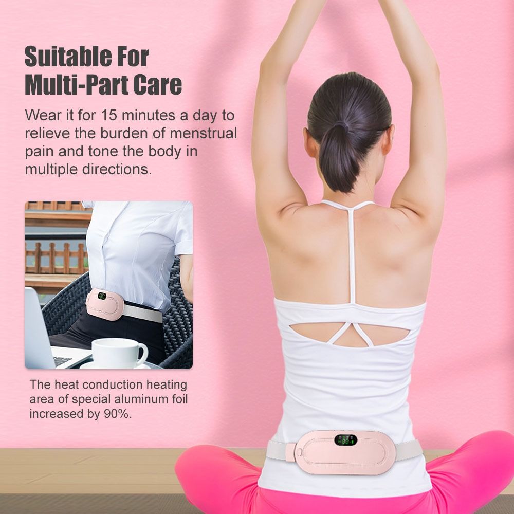 Smart Menstrual Heating Pad with Vibration Massage, 3-Temperature Fast Heating Waist Belt for Women, Portable Electric Abdominal Pain Relief Device, 1800mAh USB Rechargeable