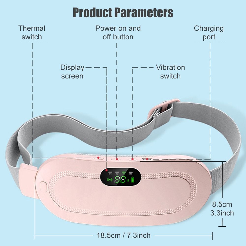 Smart Menstrual Heating Pad with Vibration Massage, 3-Temperature Fast Heating Waist Belt for Women, Portable Electric Abdominal Pain Relief Device, 1800mAh USB Rechargeable