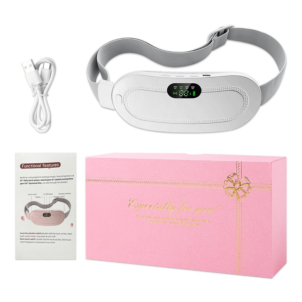Smart Menstrual Heating Pad with Vibration Massage, 3-Temperature Fast Heating Waist Belt for Women, Portable Electric Abdominal Pain Relief Device, 1800mAh USB Rechargeable