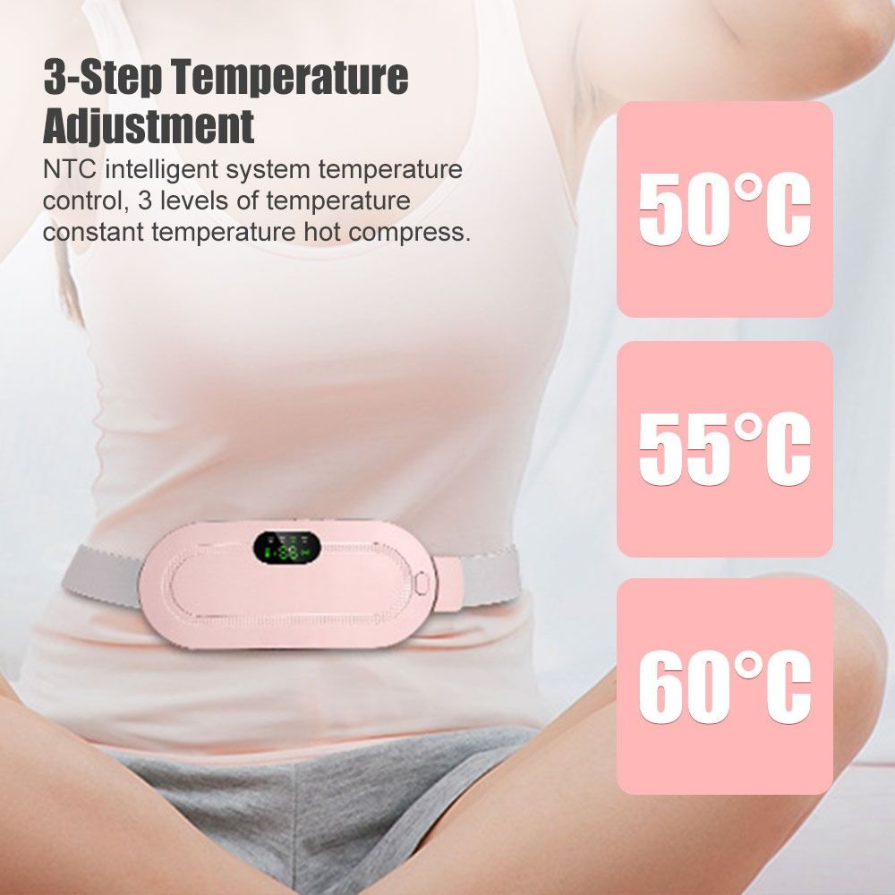 Smart Menstrual Heating Pad with Vibration Massage, 3-Temperature Fast Heating Waist Belt for Women, Portable Electric Abdominal Pain Relief Device, 1800mAh USB Rechargeable