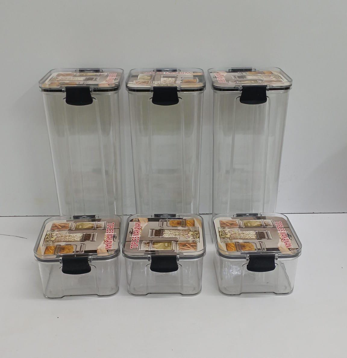 Acrylic Smart Store Storage Container Set OF 3-PCs -1.8Ltrs x 3pcs + FREE 3 PCs 0.4Ltrs