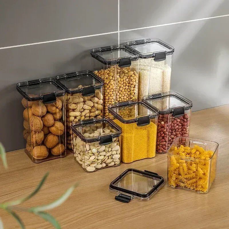 Acrylic Smart Store Storage Container Set OF 3-PCs -1.8Ltrs x 3pcs + FREE 3 PCs 0.4Ltrs
