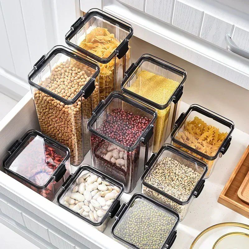 Acrylic Smart Store Storage Container Set OF 3-PCs -1.8Ltrs x 3pcs + FREE 3 PCs 0.4Ltrs