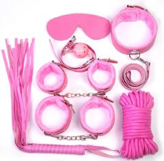 BDSM  Bondage Restains Set for Women and Couples Adjustable for  Role Play Sexual Game Plush Handcuffs Restains Kit Adult Sex Toys Enhanced with Whip Blindfold Mouth gag