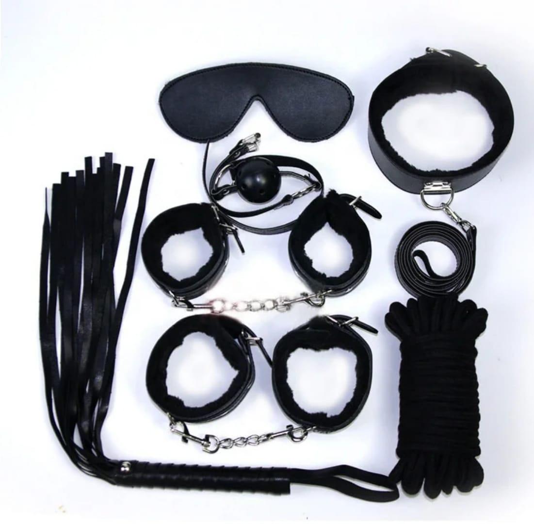 BDSM  Bondage Restains Set for Women and Couples Adjustable for  Role Play Sexual Game Plush Handcuffs Restains Kit Adult Sex Toys Enhanced with Whip Blindfold Mouth gag