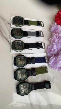 Men's Casio Digital Watch World Time Digital Display Converse Strap Light Button Alarm