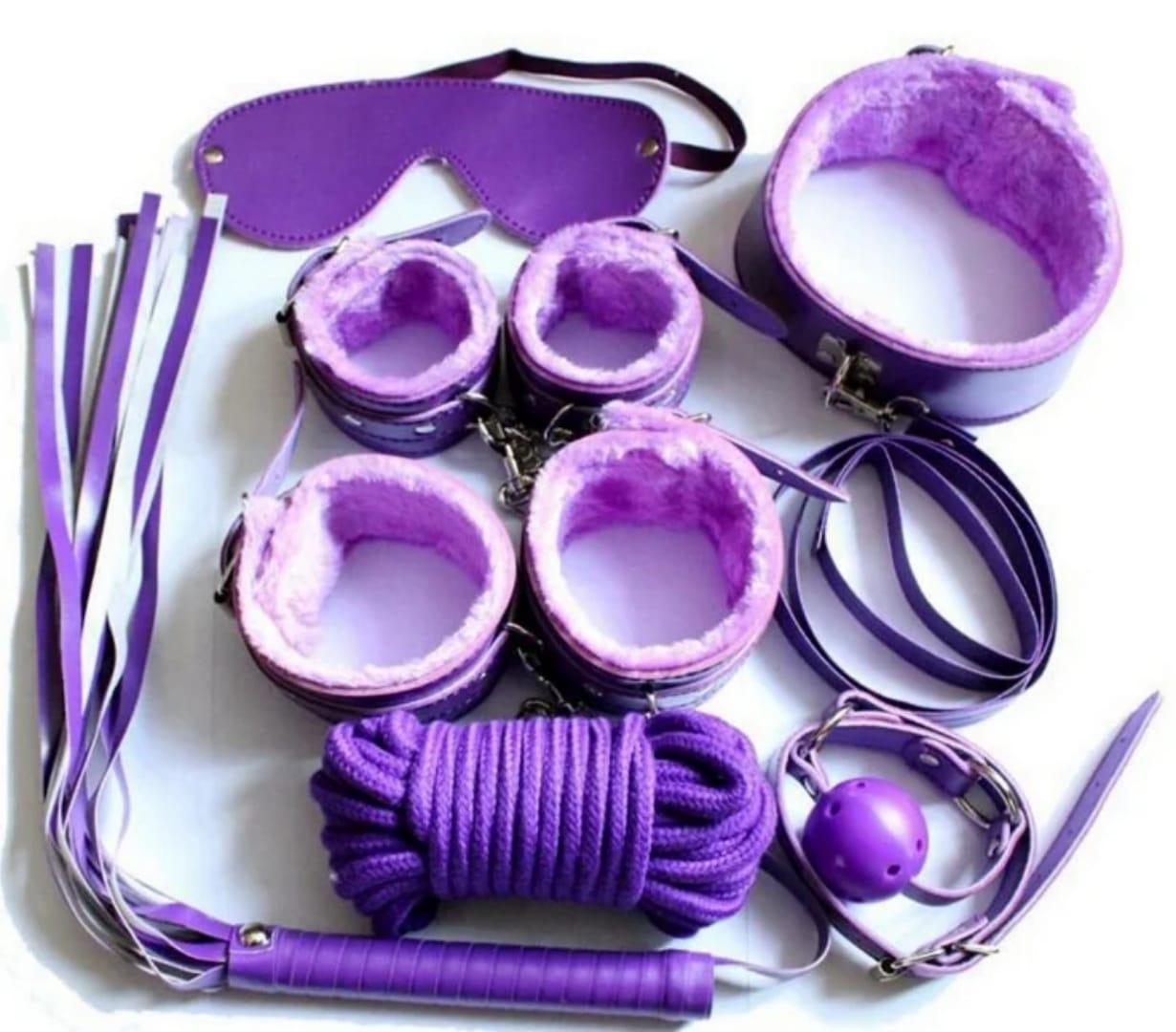BDSM  Bondage Restains Set for Women and Couples Adjustable for  Role Play Sexual Game Plush Handcuffs Restains Kit Adult Sex Toys Enhanced with Whip Blindfold Mouth gag