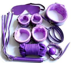 BDSM  Bondage Restains Set for Women and Couples Adjustable for  Role Play Sexual Game Plush Handcuffs Restains Kit Adult Sex Toys Enhanced with Whip Blindfold Mouth gag