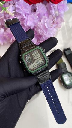 Men's Casio Digital Watch World Time Digital Display Converse Strap Light Button Alarm