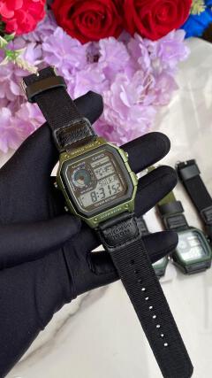 Men's Casio Digital Watch World Time Digital Display Converse Strap Light Button Alarm