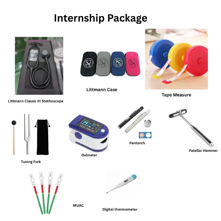 HCD Internship Package | Littmann Classic III Stethoscope, Case, Oximeter, Pentorch, Reflex Hammer, Tuning Fork, MUAC, Tape Measure & Digital Thermometer