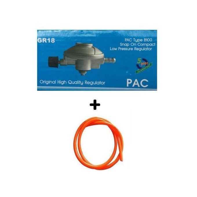 PAC 6kg Gas Regulator + FREE 1.5M Hose Pipe | Compatible with Mecko Cylinder | ISO Standard Hose | Safe & Efficient Gas Control