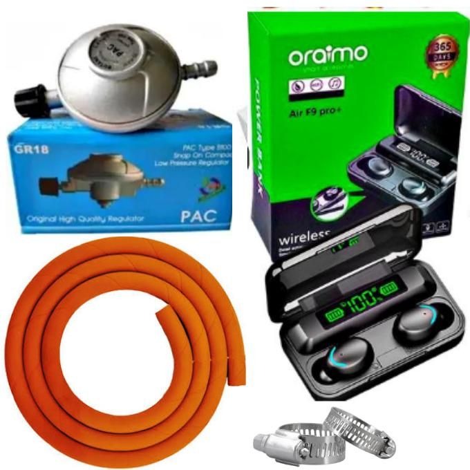 PAC Kitchen Advance 6kg Gas Regulator | High Pressure | FREE 2M Hose Pipe + Safety Clips | Compatible with Mecko Cylinder | FREE F9 Earbuds