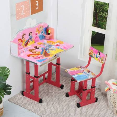 Adjustable Kids Study Table & Chair Set for Ages 3-15 | Height Adjustable Desk | Durable Multipurpose Learning Table for Preschool, Reading & Drawing