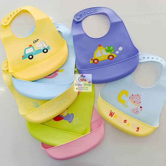 Waterproof Silicone Baby Bibs | Cute Cartoon Animal Feeding Bib for Babies & Toddlers | Adjustable Soft Food Catcher Bib (Boys & Girls)