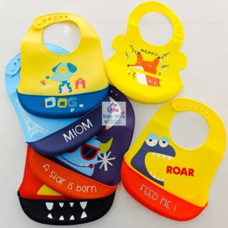 Waterproof Silicone Baby Bibs | Cute Cartoon Animal Feeding Bib for Babies & Toddlers | Adjustable Soft Food Catcher Bib (Boys & Girls)