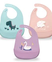 Waterproof Silicone Baby Bibs | Cute Cartoon Animal Feeding Bib for Babies & Toddlers | Adjustable Soft Food Catcher Bib (Boys & Girls)