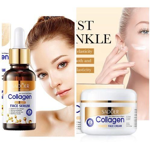 SADOER Anti Aging Collagen Face Cream and Collagen Face Serum, Skin Firming, Brighten Skin Tone
