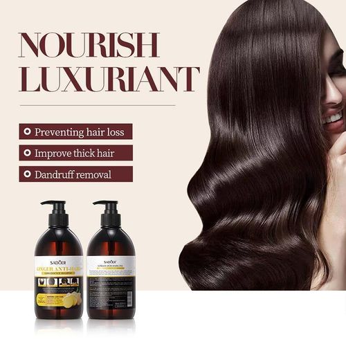 SADOER Shampoo Anti Hair Loss Treatment Shampoo Essence,500 ML Hair Growth Ginger Extract Beard Growth,Hair Growth, Anti Dandruffs Hair Moisturizing Hair Care Shampoo, Derma Roller