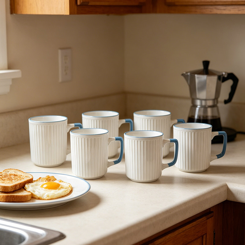 Good Will Set of 6pcs 310ML High Quality Porcelain Tea Milk Coffee Ceramic Cups Mugs
