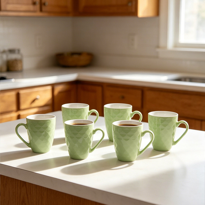 Good Will  Set of 6Pcs 370ML Ceramic Coffee Mugs, Multipurpose Tea Milk Drinking Cups, Premium Quality Drinkware