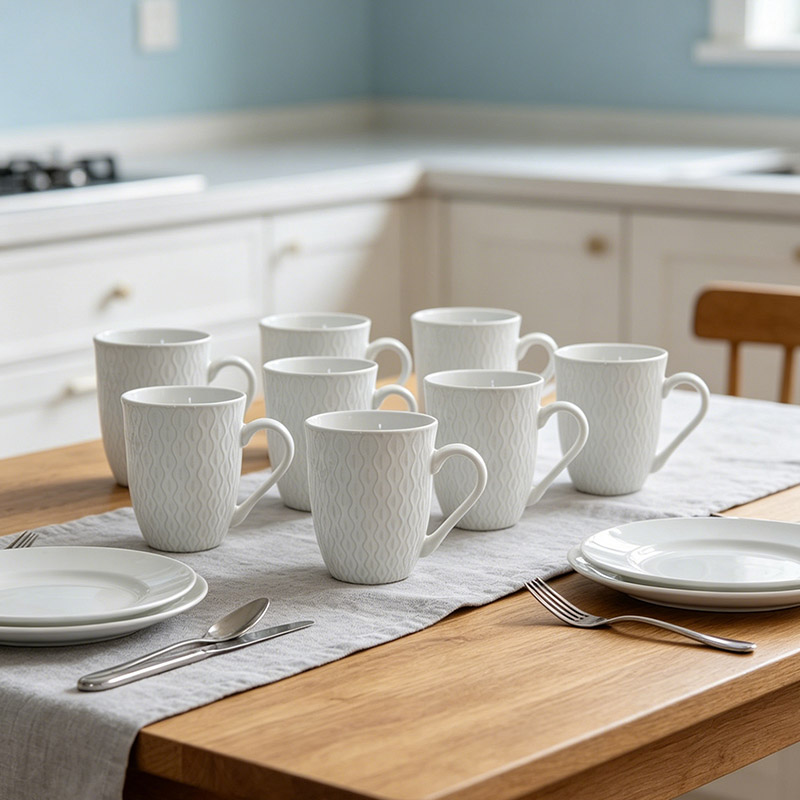 Good Will Set of 6pcs 360ML High Quality Ceramic Mugs, Durable Coffee Tea Milk Water Cups, Multipurpose Household Drinking Mugs