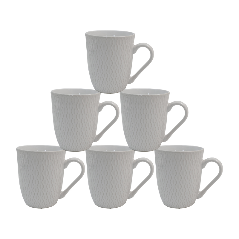 Good Will Set of 6pcs 360ML High Quality Ceramic Mugs, Durable Coffee Tea Milk Water Cups, Multipurpose Household Drinking Mugs