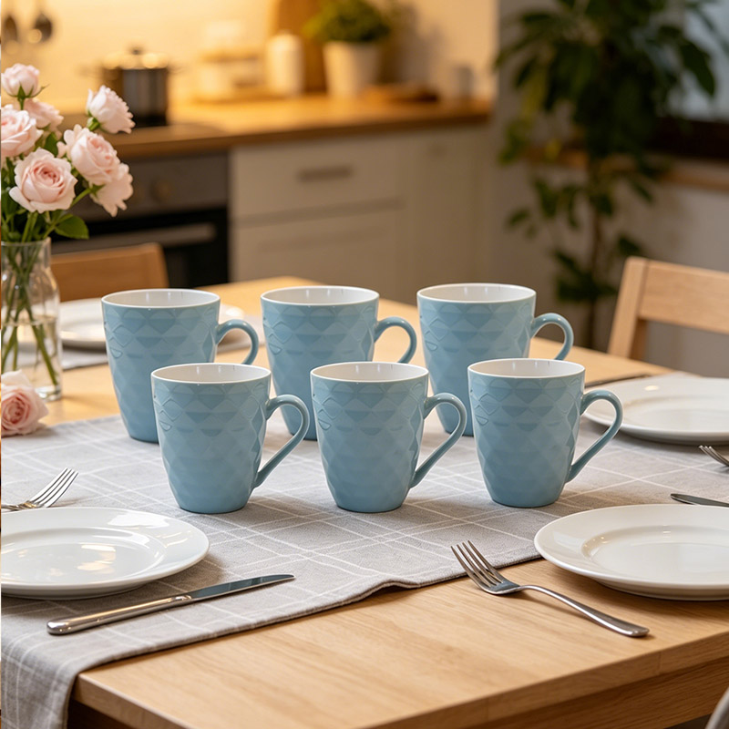 Good Will  Set of 6Pcs 370ML Ceramic Coffee Mugs, Multipurpose Tea Milk Drinking Cups, Premium Quality Drinkware