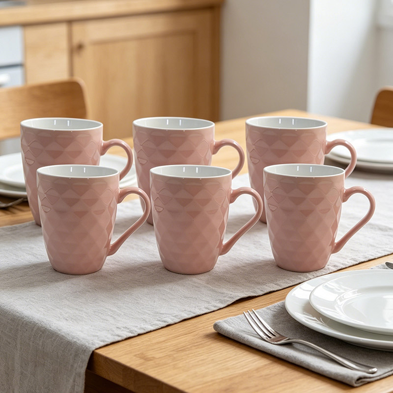 Good Will  Set of 6Pcs 370ML Ceramic Coffee Mugs, Multipurpose Tea Milk Drinking Cups, Premium Quality Drinkware