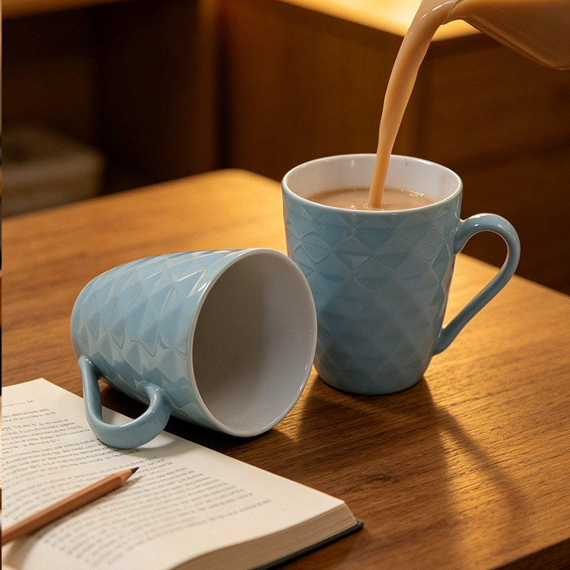 Good Will  Set of 6Pcs 370ML Ceramic Coffee Mugs, Multipurpose Tea Milk Drinking Cups, Premium Quality Drinkware