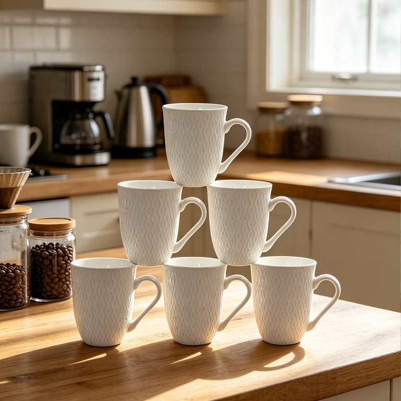 Good Will Set of 6pcs 360ML High Quality Ceramic Mugs, Durable Coffee Tea Milk Water Cups, Multipurpose Household Drinking Mugs